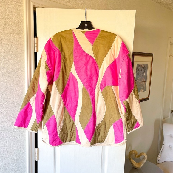Sézane Farel Quilted Jacket Hera Print Pink Olive US 6 EUC - Picture 8 of 9